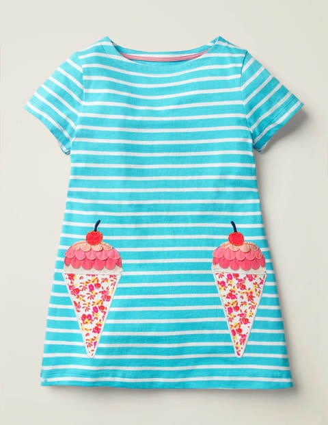 Stripy Appliqué Pocket Tunic - Corsica Blue/White Ice Creams Stripy Appliqué Pocket Tunic - Corsica Blue/White Ice Creams