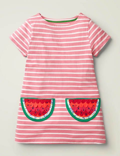 Stripy Appliqué Pocket Tunic - Pink Lemonade/White Watermelon Stripy Appliqué Pocket Tunic - Pink Lemonade/White Watermelon