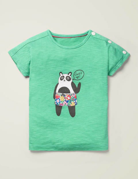 Button Detail Logo T-shirt - Asparagus Green Panda Button Detail Logo T-shirt - Asparagus Green Panda