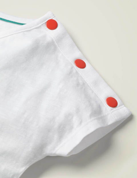 Button Detail Logo T-shirt - White Watermelon Dogs Button Detail Logo T-shirt - White Watermelon Dogs