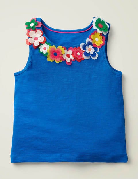 Top Mit Flatterblumen - Kräftiges Blau Top Mit Flatterblumen - Kräftiges Blau