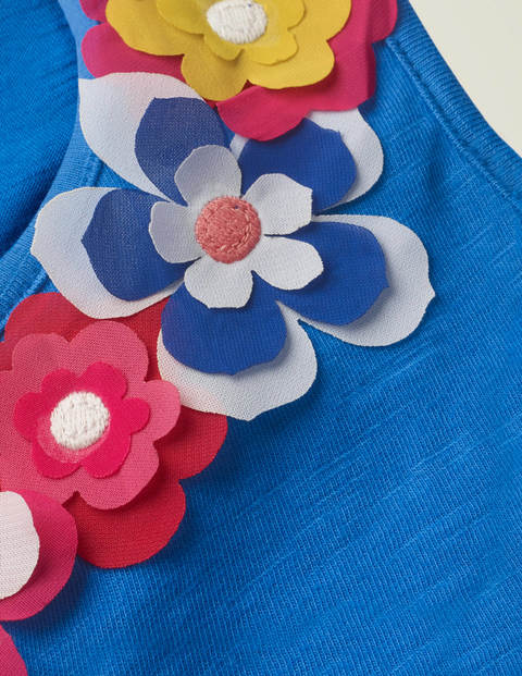 Armelloses Oberteil Mit Flatterblumen Kraftiges Blau Boden De