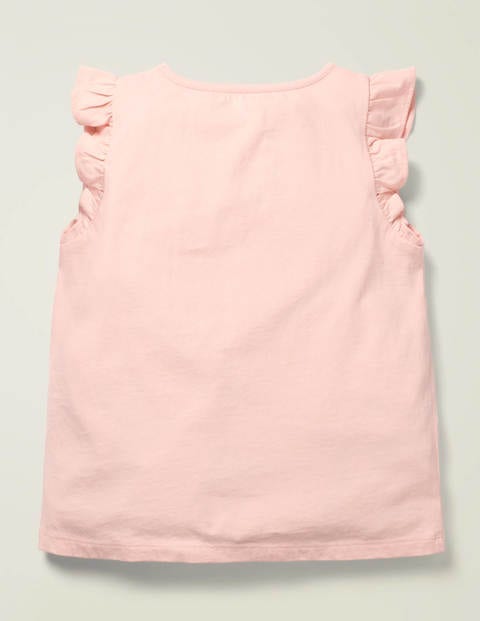 Top en tulle volanté à appliqués - Fraise rose Provence poudré Top en tulle volanté à appliqués - Fraise rose Provence poudré