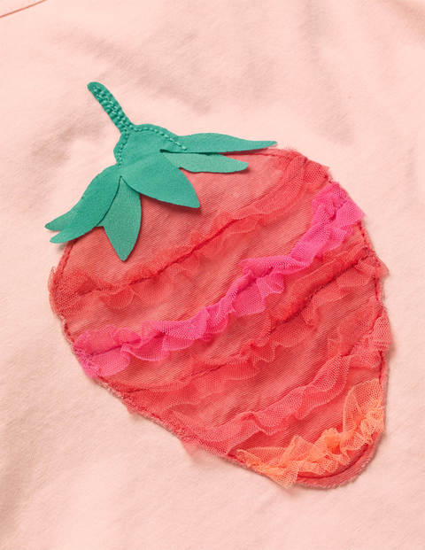 Top en tulle volanté à appliqués - Fraise rose Provence poudré Top en tulle volanté à appliqués - Fraise rose Provence poudré