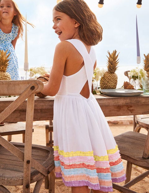 Cross Back Dress - White Rainbow Cross Back Dress - White Rainbow
