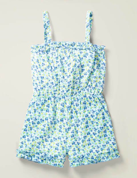 Combishort tissé et volanté - Motif violette bleu ciel Combishort tissé et volanté - Motif violette bleu ciel