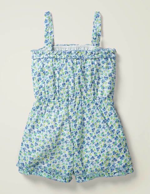 Combishort tissé et volanté - Motif violette bleu ciel Combishort tissé et volanté - Motif violette bleu ciel