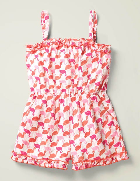 Combishort tissé et volanté - Flamant rose tutti frutti Combishort tissé et volanté - Flamant rose tutti frutti