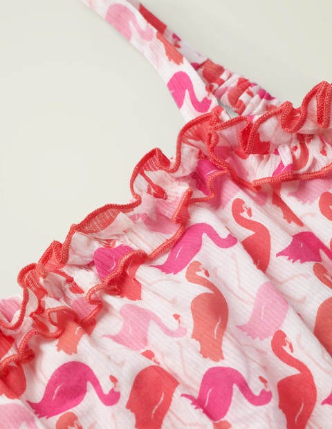Combishort tissé et volanté - Flamant rose tutti frutti Combishort tissé et volanté - Flamant rose tutti frutti