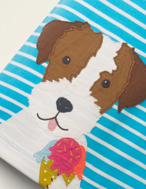 Appliqué Jersey Dress - Corsica Blue/ White Dog Appliqué Jersey Dress - Corsica Blue/ White Dog