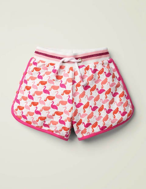 Jerseyshorts mit Glitzertaille - Pinktöne, Flamingos Jerseyshorts mit Glitzertaille - Pinktöne, Flamingos