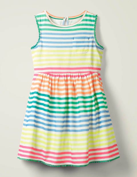 Pocket Detail Jersey Dress - Neon Rainbow Stripe Pocket Detail Jersey Dress - Neon Rainbow Stripe
