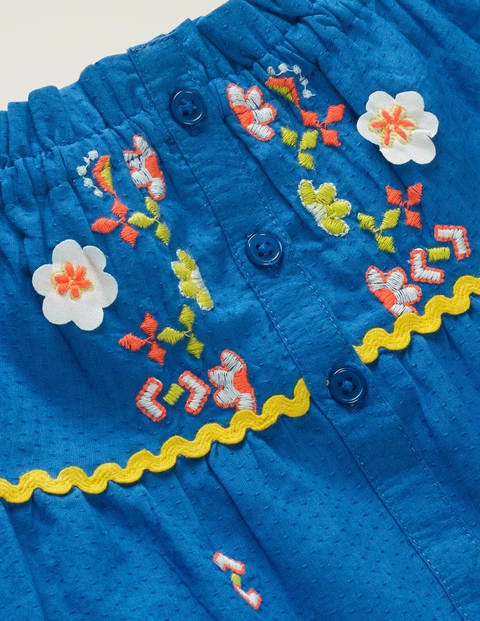 Embroidered Tiered Dress - Bold Blue Embroidered Tiered Dress - Bold Blue