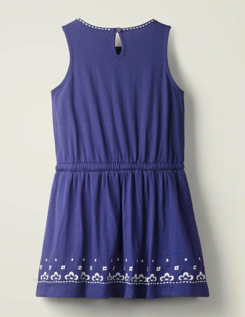 Robe brodée nouée à la taille - Bleu indigo Robe brodée nouée à la taille - Bleu indigo