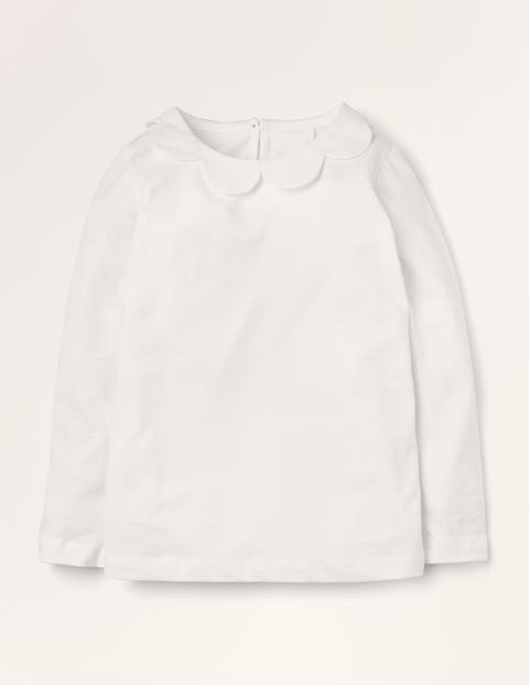 Woven Collar Jersey Top - White Woven Collar Jersey Top - White