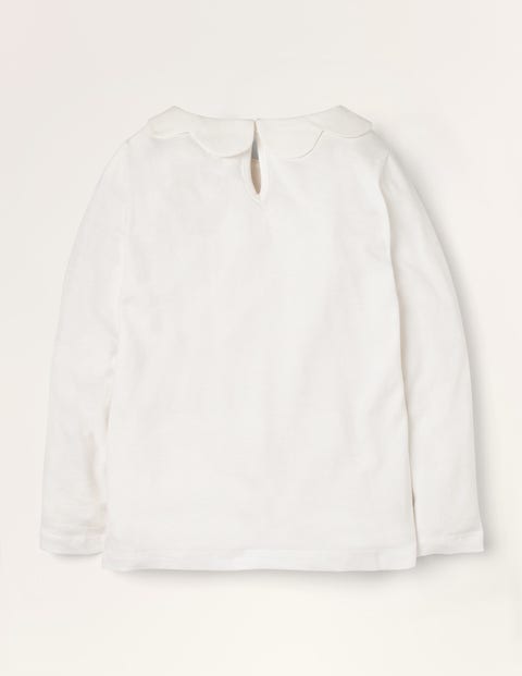 Woven Collar Jersey Top - White Woven Collar Jersey Top - White