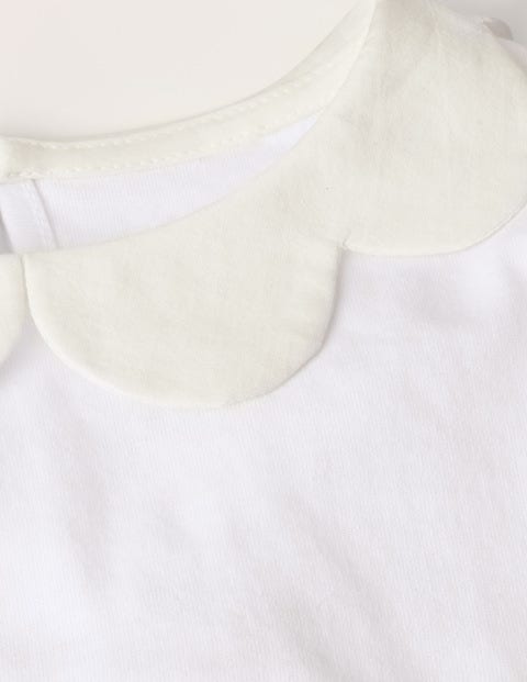 Woven Collar Jersey Top - White Woven Collar Jersey Top - White
