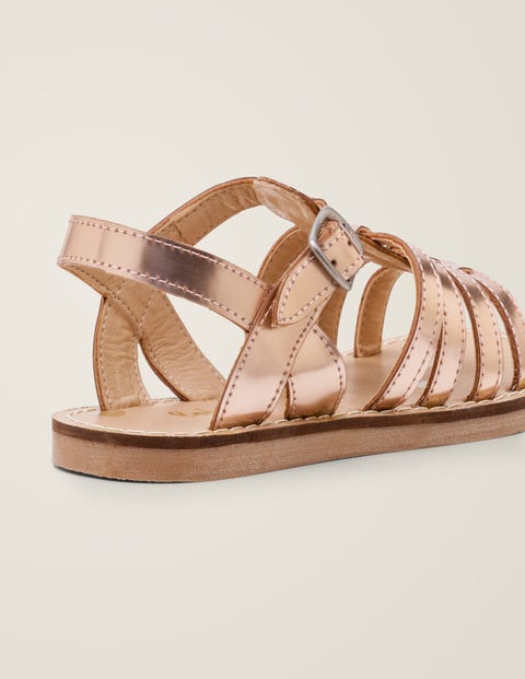 Leather Gladiator Sandals - Rose Gold Metallic Leather Gladiator Sandals - Rose Gold Metallic