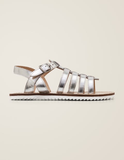 Leather Gladiator Sandals - Silver Metallic Leather Gladiator Sandals - Silver Metallic