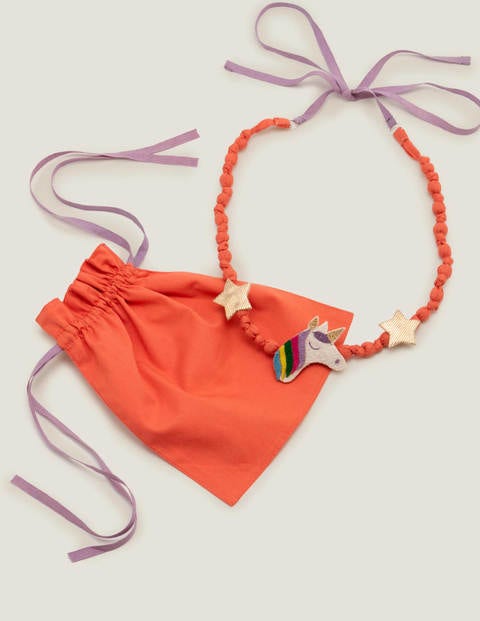 Stoffkette - Pfirsichrosa/Naturweiß, Einhorn Stoffkette - Pfirsichrosa/Naturweiß, Einhorn