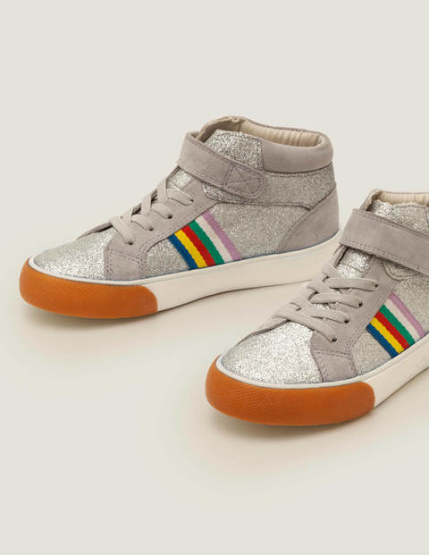 Elasticated Lace High Tops - Silver Glitter Elasticated Lace High Tops - Silver Glitter