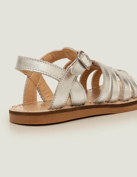 Leather Gladiator Sandals - Silver Metallic Leather Gladiator Sandals - Silver Metallic