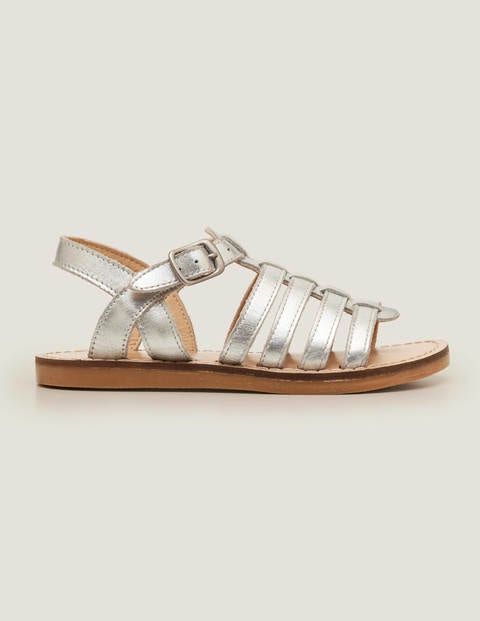 Leather Gladiator Sandals - Silver Metallic Leather Gladiator Sandals - Silver Metallic