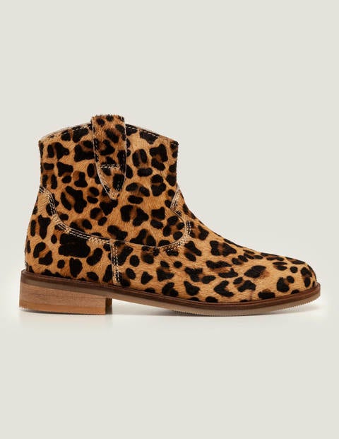 Leather Western Boots - Tan Leopard Leather Western Boots - Tan Leopard
