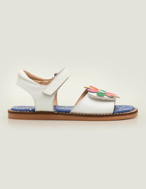 Leather Padded Sandals - White Flower Leather Padded Sandals - White Flower