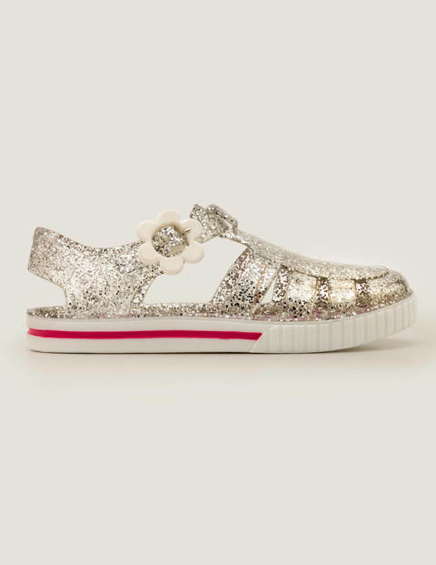 silver jelly shoes