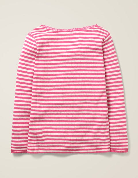 Superweiches Pointelle-T-Shirt - Knallrosa/Naturweiß Superweiches Pointelle-T-Shirt - Knallrosa/Naturweiß