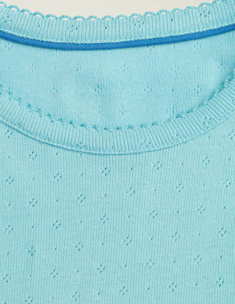 Kurzärmliges Pointelle-Oberteil - Helles Himmelblau Kurzärmliges Pointelle-Oberteil - Helles Himmelblau