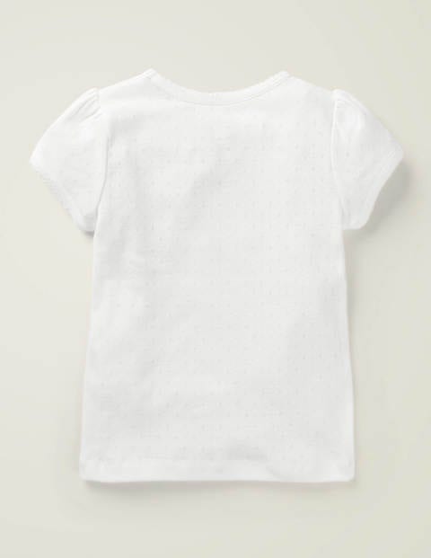Short-sleeved Pointelle Top - White Short-sleeved Pointelle Top - White