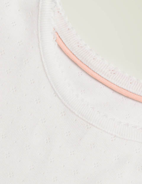 Short-sleeved Pointelle Top - White Short-sleeved Pointelle Top - White