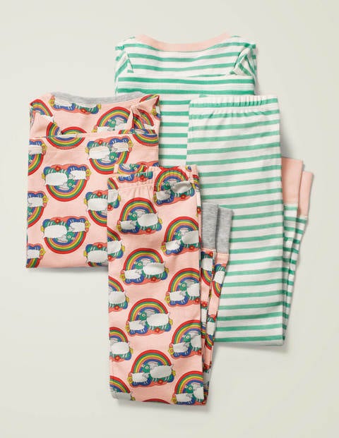 Twin Pack Long John Pajamas - Provence Pink Rainbow Sheep Twin Pack Long John Pajamas - Provence Pink Rainbow Sheep