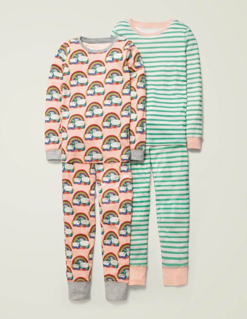 Twin Pack Long John Pajamas - Provence Pink Rainbow Sheep Twin Pack Long John Pajamas - Provence Pink Rainbow Sheep