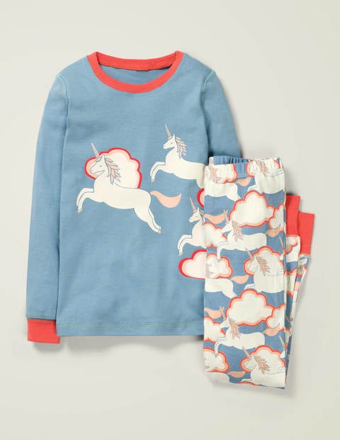 Cosy Long John Pyjamas - Light Blue Unicorn Sky Cosy Long John Pyjamas - Light Blue Unicorn Sky