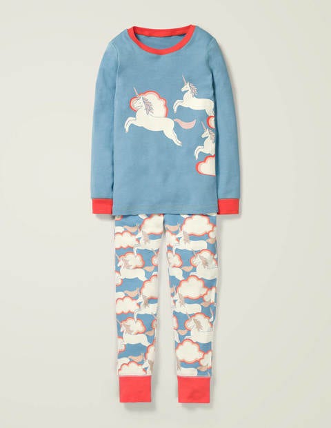 Cosy Long John Pyjamas - Light Blue Unicorn Sky Cosy Long John Pyjamas - Light Blue Unicorn Sky