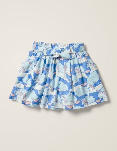 Tie-Waist Printed Skirt - Sky Blue Unicorn Sky Tie-Waist Printed Skirt - Sky Blue Unicorn Sky