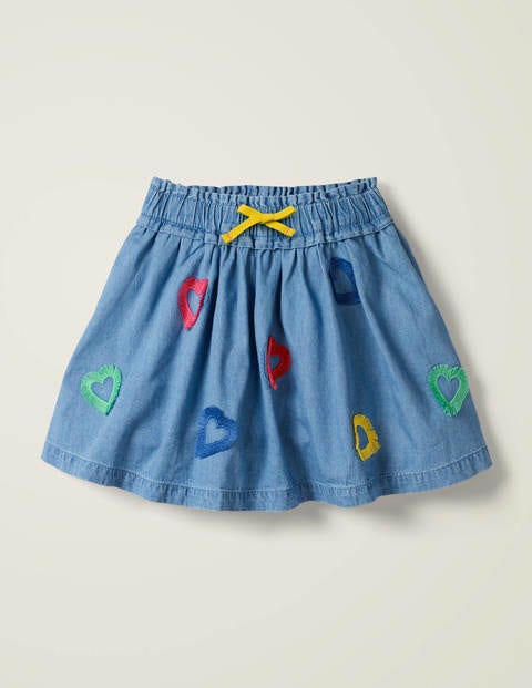 Heart Fringe Detail Skirt - Chambray Hearts Heart Fringe Detail Skirt - Chambray Hearts
