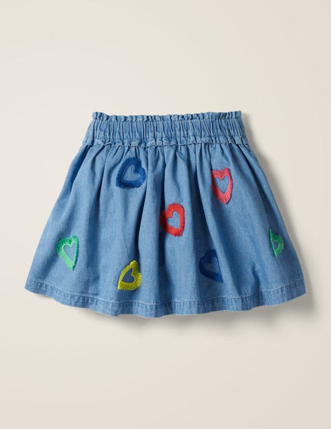 Heart Fringe Detail Skirt - Chambray Hearts Heart Fringe Detail Skirt - Chambray Hearts