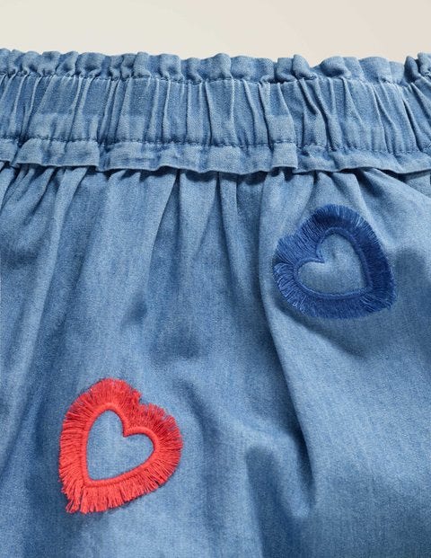 Heart Fringe Detail Skirt - Chambray Hearts Heart Fringe Detail Skirt - Chambray Hearts