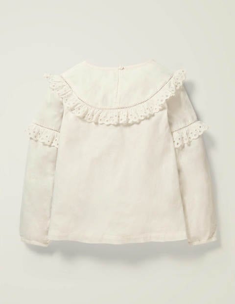 Frill Detail Woven Top - Ivory Broderie Frill Detail Woven Top - Ivory Broderie