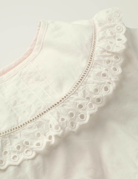 Frill Detail Woven Top - Ivory Broderie Frill Detail Woven Top - Ivory Broderie