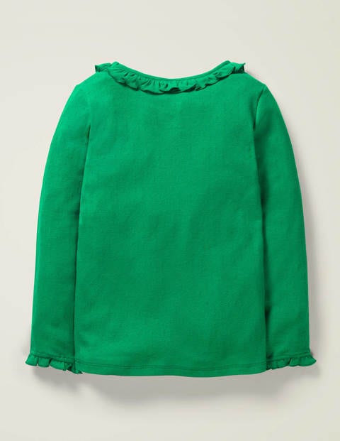 Ruffle Neck Pointelle Top - Eden Green Ruffle Neck Pointelle Top - Eden Green