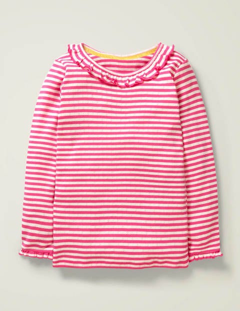 Ruffle Neck Pointelle Top - Camellia Pink/Ivory Ruffle Neck Pointelle Top - Camellia Pink/Ivory
