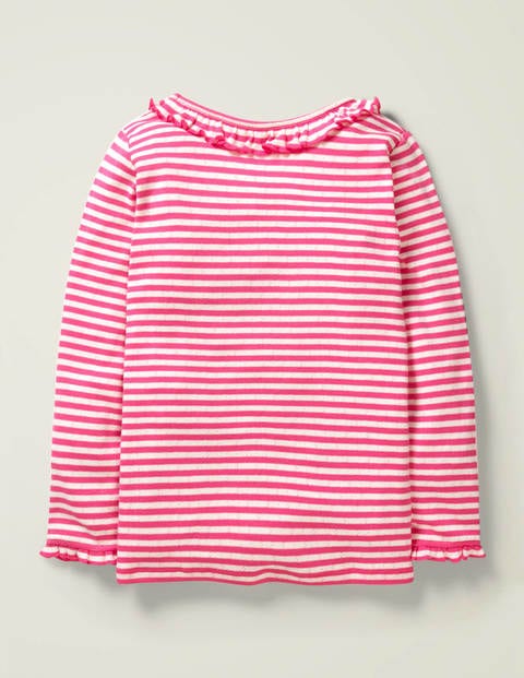 Ruffle Neck Pointelle Top - Camellia Pink/Ivory Ruffle Neck Pointelle Top - Camellia Pink/Ivory