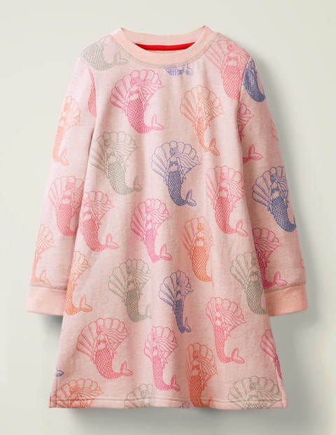 Gemütliches Sweatshirt-Kleid Mit Muster - Hellrosa Meliert, Meerjungfrauen Gemütliches Sweatshirt-Kleid Mit Muster - Hellrosa Meliert, Meerjungfrauen