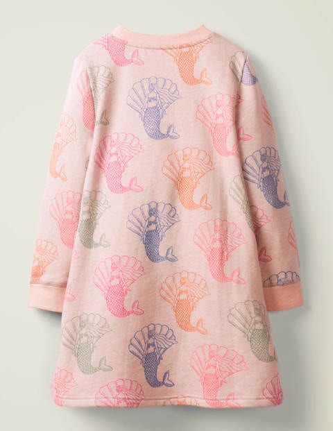 Gemütliches Sweatshirt-Kleid Mit Muster - Hellrosa Meliert, Meerjungfrauen Gemütliches Sweatshirt-Kleid Mit Muster - Hellrosa Meliert, Meerjungfrauen