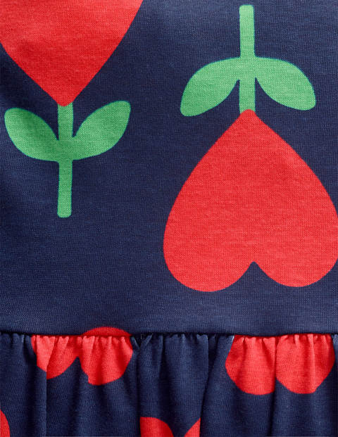 Fun Jersey Dress - College Navy Heart Flower Fun Jersey Dress - College Navy Heart Flower